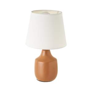 Bílo-hnědá keramická stolní lampa s textilním stínidlem (výška 24 cm) – Casa Selección