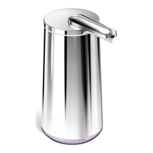 Automatický ocelový dávkovač mýdla ve stříbrné barvě 266 ml – simplehuman