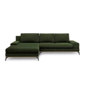 Lahvově zelená rozkládací rohová pohovka Windsor & Co Sofas Planet, levý roh