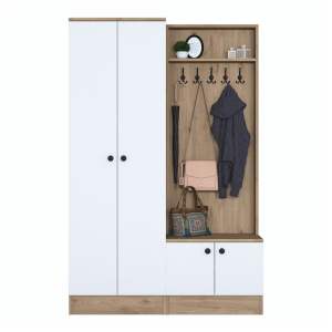 Bílá/přírodní předsíňová sestava v dekoru ořechu Theresa – Kalune Design