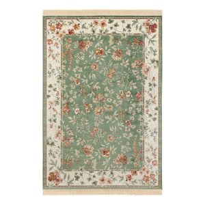 Zeleno-krémový koberec z viskózy 135×195 cm Oriental – Nouristan
