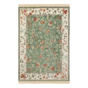 Zeleno-krémový koberec z viskózy 135×195 cm Oriental – Nouristan