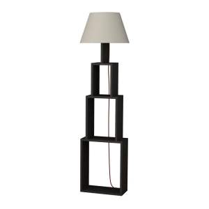 Antracitová volně stojící lampa se světle šedým stínítkem Homitis Tower