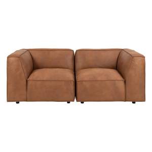 Koňakově hnědá pohovka z imitace kůže 208 cm Fairfield Kentucky – Bonami Selection