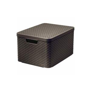 Tmavě hnědý plastový úložný box s víkem 33×44,5×25 cm Style – Curver