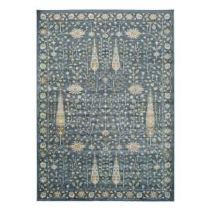 Modrý koberec z viskózy Universal Vintage Flowers, 160 x 230 cm