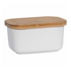 Bílá porcelánová máslenka se dřevěným víkem Maxwell & Williams Basic