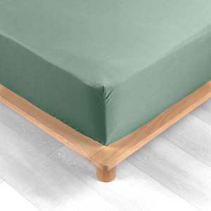 Zelené napínací prostěradlo z bavlněného perkálu 160×200 cm Percaline – douceur d’intérieur
