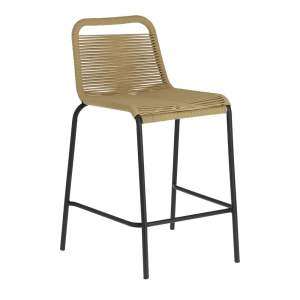 Béžová barová židle s ocelovou konstrukcí Kave Home Glenville, výška 62 cm