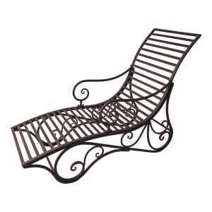 Tmavě hnědé kovové zahradní lehátko Kuwa – Garden Pleasure