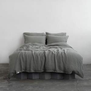 Khaki lněné povlečení na jednolůžko 140×200 cm – Linen Tales