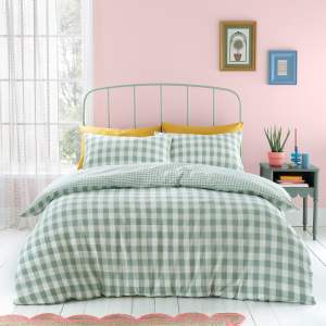 Zelené povlečení na dvoulůžko 200×200 cm Seersucker Gingham Check – Catherine Lansfield