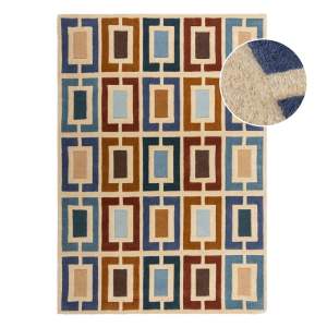 Modro-oranžový ručně tkaný vlněný koberec 120×170 cm Retro Blocks – Flair Rugs