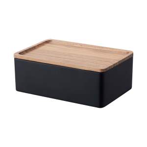 Černý úložný box s víkem 18.5×12.5×7 cm Rin – YAMAZAKI