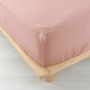Růžové napínací mušelínové prostěradlo 160×200 cm Angelia – douceur d’intérieur