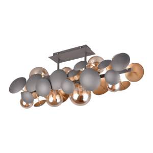 Stropní svítidlo se skleněným stínidlem v šedo-zlaté barvě 76×22 cm Bubble – Trio Select