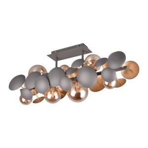 Stropní svítidlo se skleněným stínidlem v šedo-zlaté barvě 76×22 cm Bubble – Trio Select