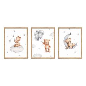 Dětské obrázky v sadě 3 ks 30×40 cm Teddy Bear