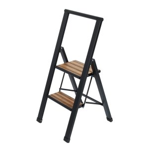 Černý hliníkový protiskluzový skládací žebřík Wenko Stepladder II.