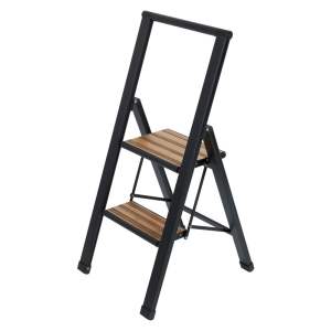 Černý hliníkový protiskluzový skládací žebřík Wenko Stepladder II.