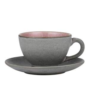 Růžovo-šedý šálek na cappuccino z kameniny 220 ml Mensa – Bitz