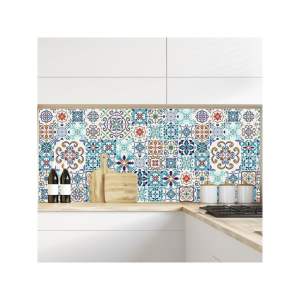 Sada 60 nástěnných samolepek Ambiance Tiles Azulejos Antibes, 10 x 10 cm