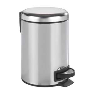 Pedálový odpadkový koš ve stříbrné barvě Wenko Leman Shiny, 3 l