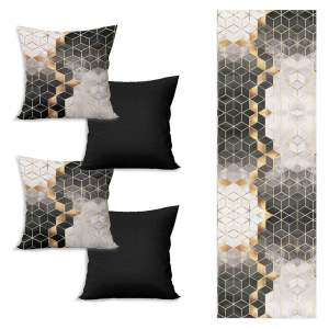 Set běhounu na stůl a 4 povlaků na polštáře Optic – Minimalist Cushion Covers