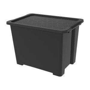 Leskle černý plastový úložný box s víkem Evo Easy – Rotho