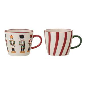 Hrnky na cappuccino s vánočním motivem z kameniny v sadě 2 ks 300 ml Jolly – Bloomingville