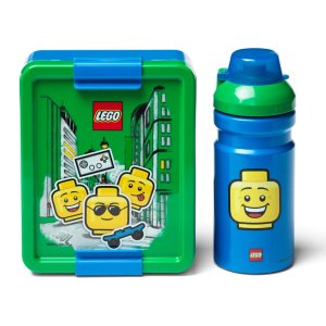 Set zeleno-modrého svačinového boxu a lahve na pití LEGO® Iconic