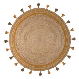 Hnědo-žlutý jutový koberec Flair Rugs Istanbul, ⌀ 150 cm