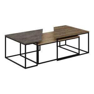 Konferenční stolky v sadě 3 ks s deskou v dekoru ořechového dřeva v přírodní barvě 70×110 cm Titan – Marckeric