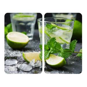 Sada 2 skleněných krytů na sporák Wenko Mojitos, 52 x 30 cm