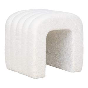 Bílý taburet z textilie bouclé Colma – House Nordic