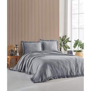 Šedý set přehozu a povlaků na polštář na dvoulůžko 220×240 cm Ilda – Mijolnir