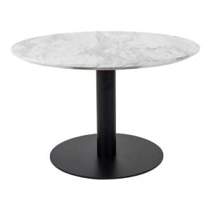 Bílo-černý kulatý konferenční stolek s deskou v dekoru mramoru 70×70 cm Bolzano – House Nordic
