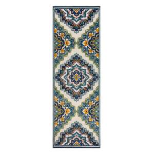 Modrý venkovní koberec 80×230 cm Beach Floral – Flair Rugs