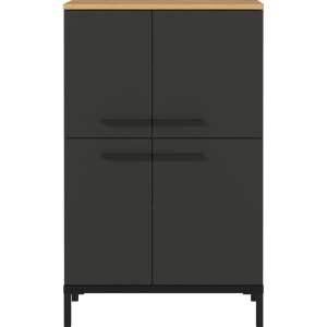 Tmavě šedá vysoká koupelnová skříňka v dekoru dubu 60×97 cm Yonkers – Germania