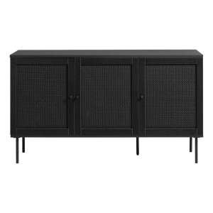 Černá nízká komoda v dekoru dubu 140×80 cm Pensacola – Unique Furniture