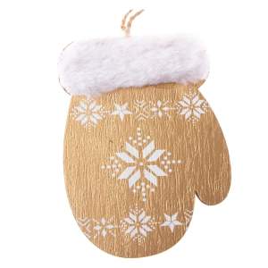 Sada 2 závěsných dřevěných ozdob ve tvaru rukavice Dakls, výška 10,7 cm