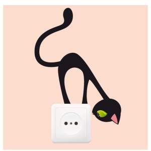 Samolepka Ambiance Curious Cat, 17 x 12 cm