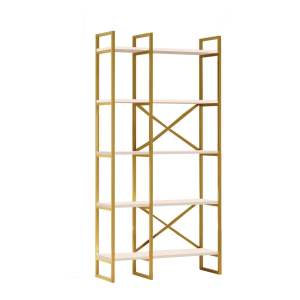 Bílý/zlatý regál 87,5×175 cm Monica – Kalune Design