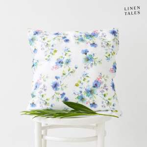 Lněný povlak na polštář 45×45 cm White Flowers – Linen Tales