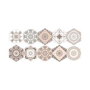 Sada 10 samolepek na podlahu Ambiance Floor Stickers Hexagons Cornalina, 40 x 90 cm