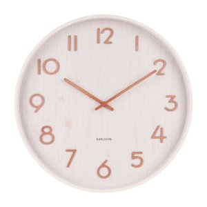Bílé nástěnné hodiny z lipového dřeva Karlsson Pure Medium, ø 40 cm