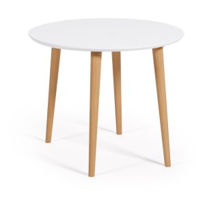 Bílý kulatý rozkládací jídelní stůl s bílou deskou ø 90 cm Oqui – Kave Home
