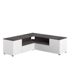 Šedo-bílý TV stolek v dekoru betonu 130×46 cm Angle – TemaHome