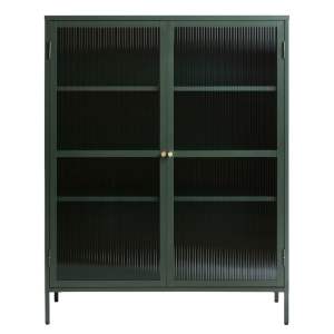 Zelená kovová vitrína Unique Furniture Bronco, výška 140 cm