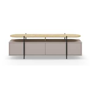 Šedo-béžový TV stolek v dekoru dubu 160×48 cm Hinoa – Marckeric